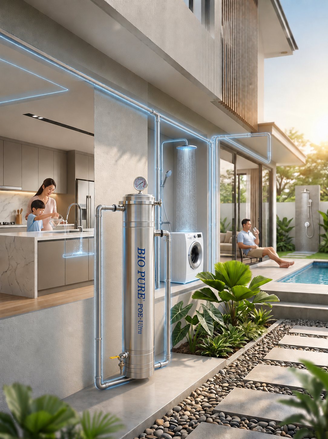 Bio Pure POE system filtering water for the entire home